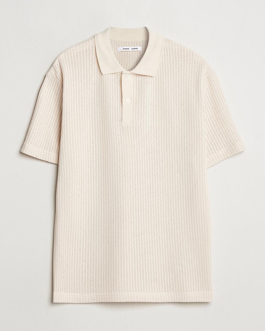 Herre | Pikéer | Samsøe Samsøe | Jase Structured Knitted Polo Clear Cream
