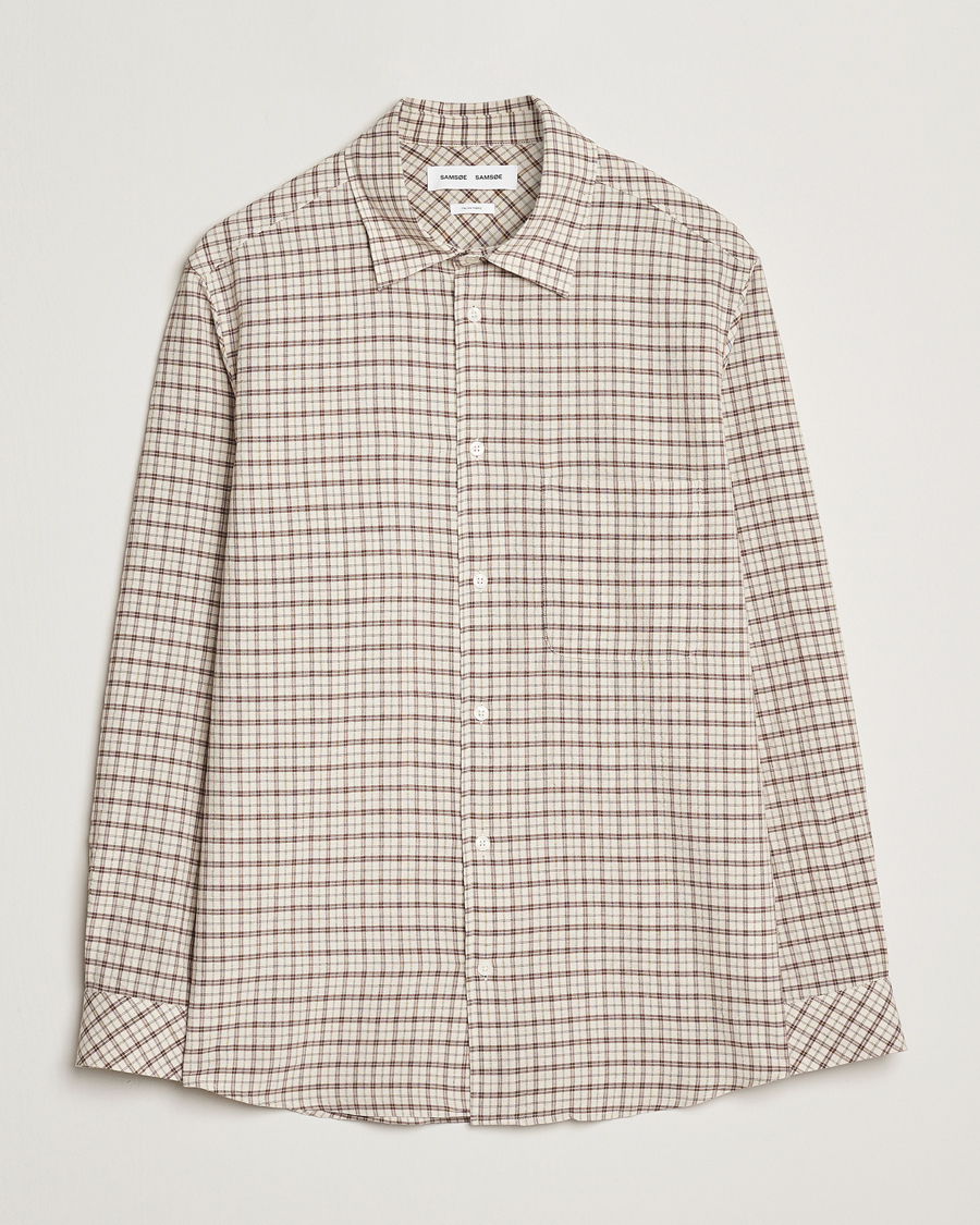 Herre | Skjorter | Samsøe Samsøe | Damon Viscose/Cotton Checked Shirt Canteen