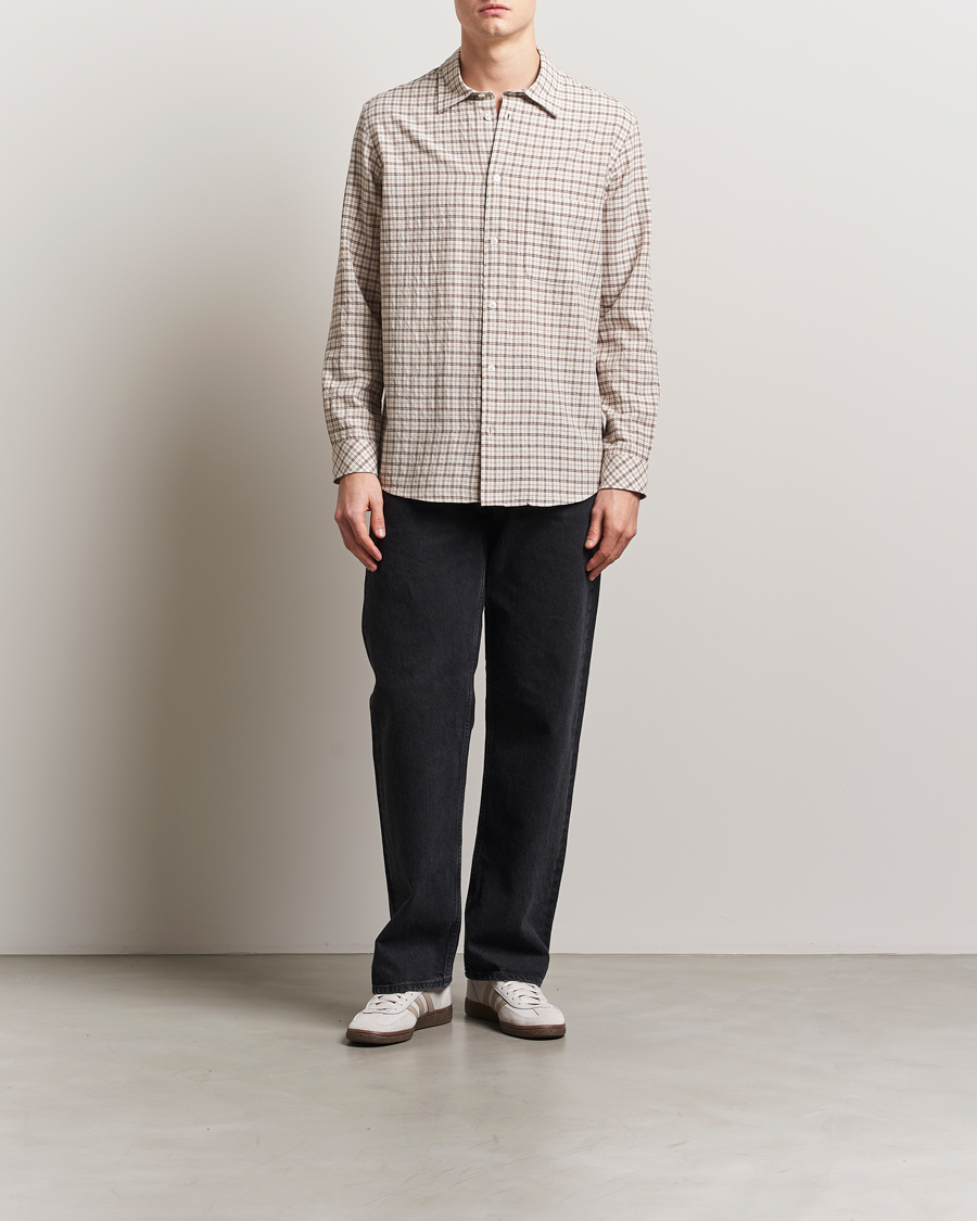 Herre | Skjorter | Samsøe Samsøe | Damon Viscose/Cotton Checked Shirt Canteen