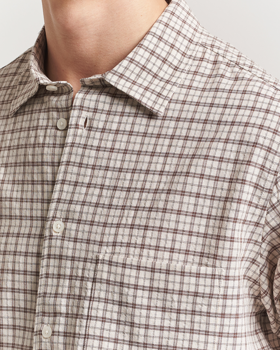 Herre | Skjorter | Samsøe Samsøe | Damon Viscose/Cotton Checked Shirt Canteen