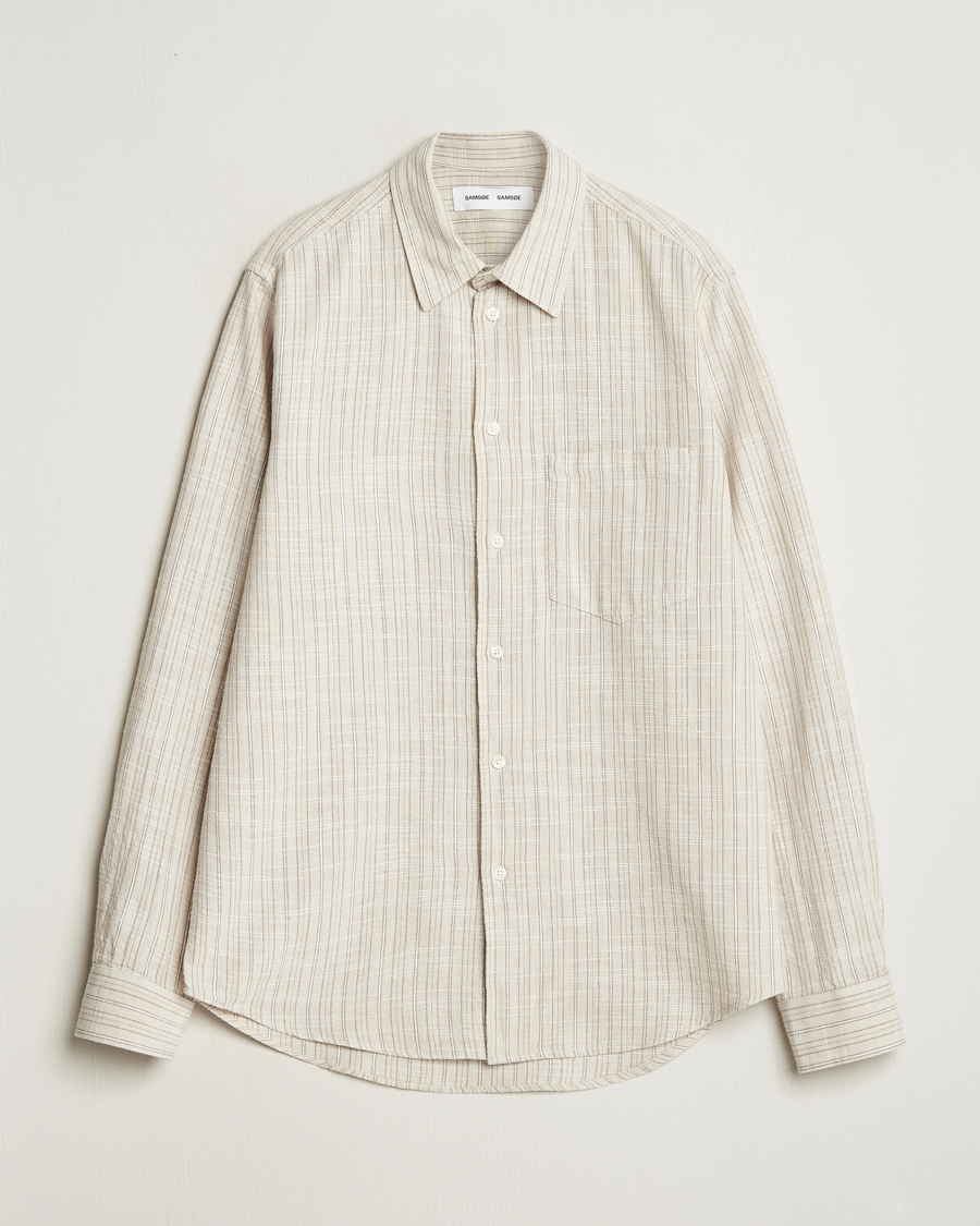 Herre | Skjorter | Samsøe Samsøe | Liam Cotton/Linen Striped Shirt Moonstruck