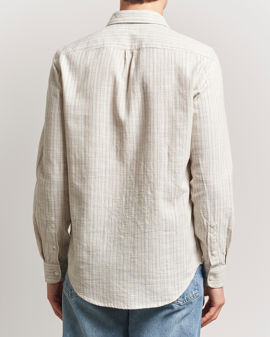 Herre | Skjorter | Samsøe Samsøe | Liam Cotton/Linen Striped Shirt Moonstruck