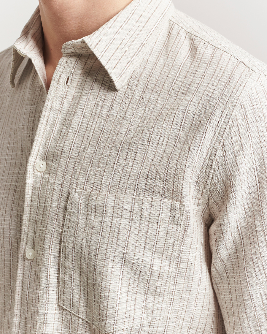 Herre | Skjorter | Samsøe Samsøe | Liam Cotton/Linen Striped Shirt Moonstruck