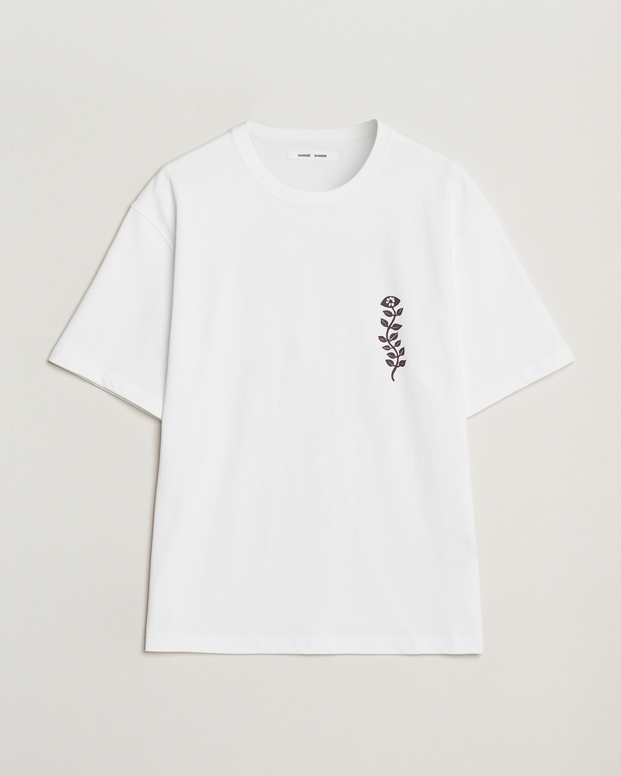 Herre | T-Shirts | Samsøe Samsøe | Time Printed Crew Neck T-Shirt White