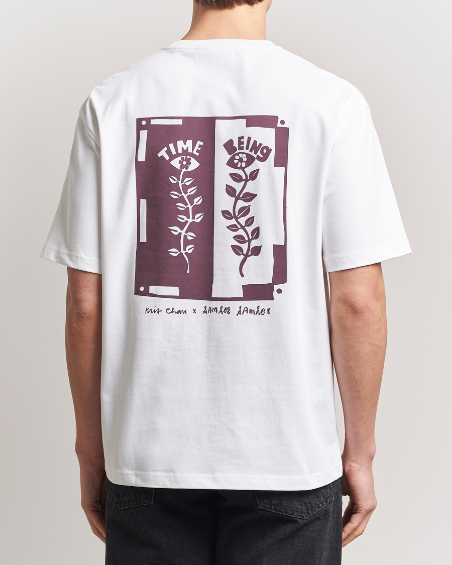 Herre | T-Shirts | Samsøe Samsøe | Time Printed Crew Neck T-Shirt White