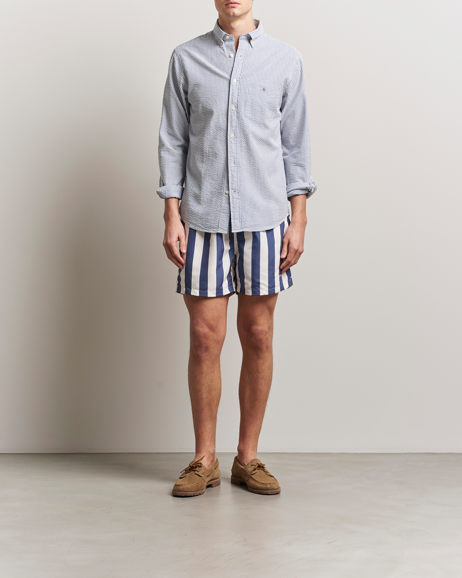 Herre | Badeshorts | GANT | Blockstriped Swimshorts Dusty Navy