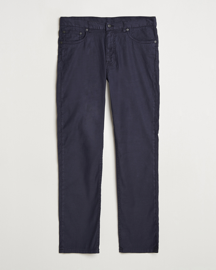 Herre | Bukser | GANT | Regular Cotton/Linen 5-Pocket Pants Evening Blue