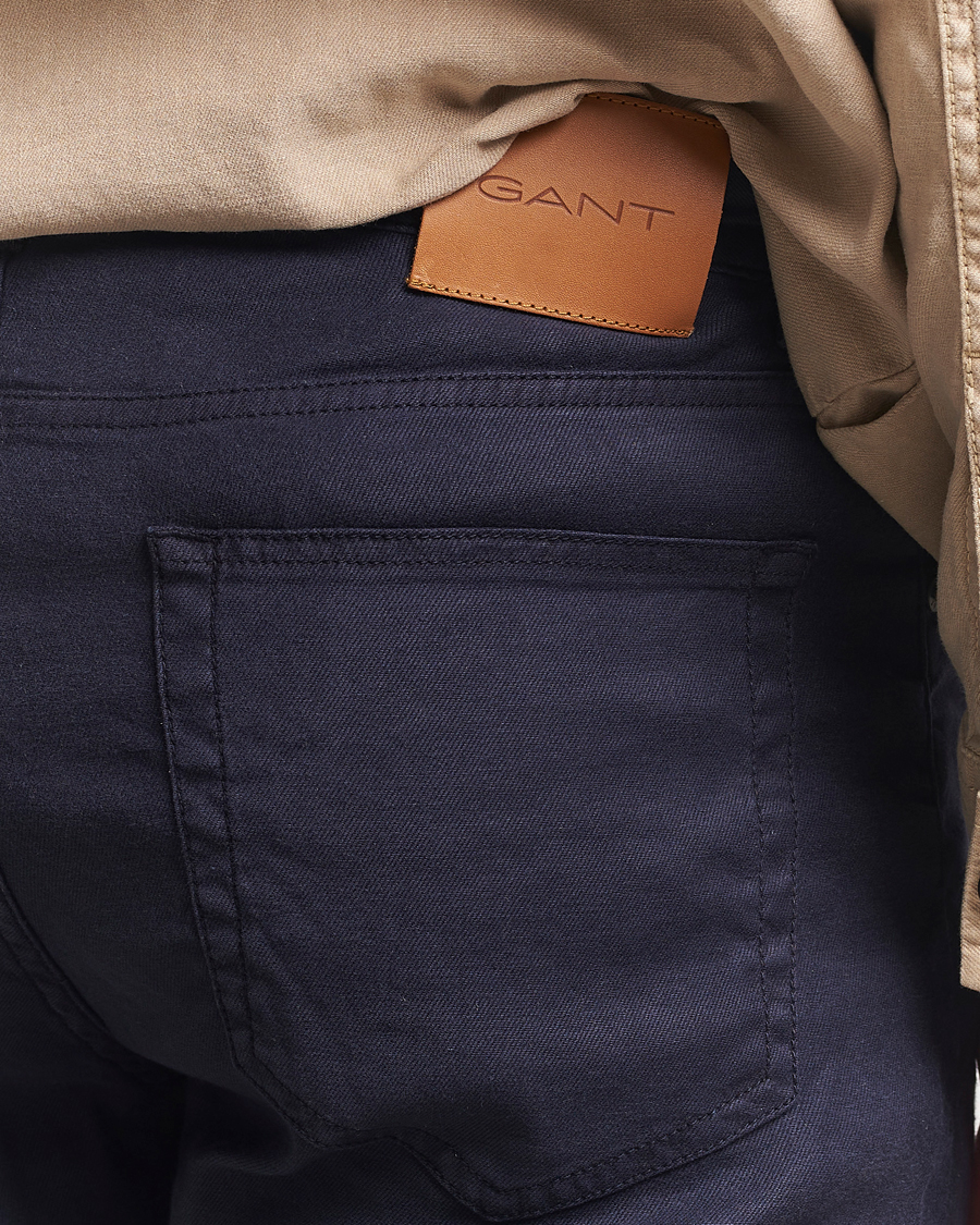 Herre | Bukser | GANT | Regular Cotton/Linen 5-Pocket Pants Evening Blue