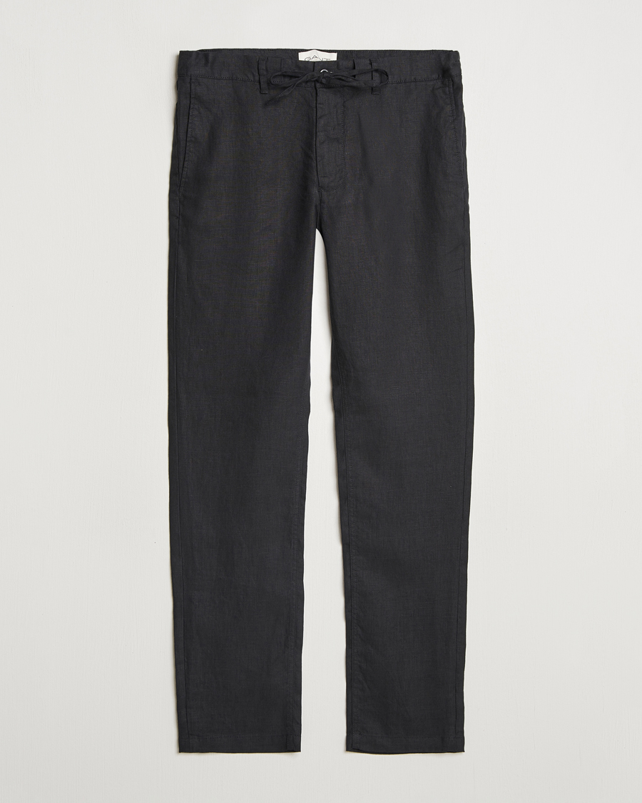 Herre | Bukser | GANT | Relaxed Linen Drawstring Pants Black