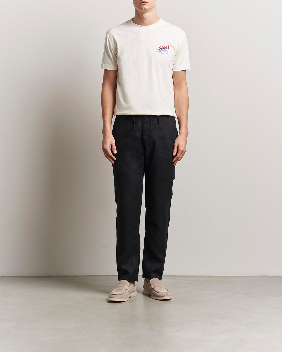 Herre | Bukser | GANT | Relaxed Linen Drawstring Pants Black