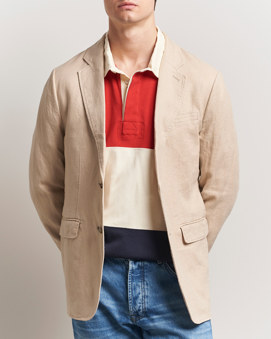 Herre | Dressjakker | GANT | Slim Fit Garment Dyed Linen Blazer Dry Sand