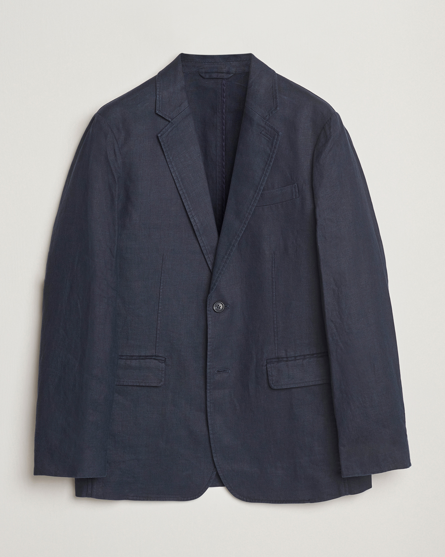 Herre | Dressjakker | GANT | Slim Fit Garment Dyed Linen Blazer Evening Blue