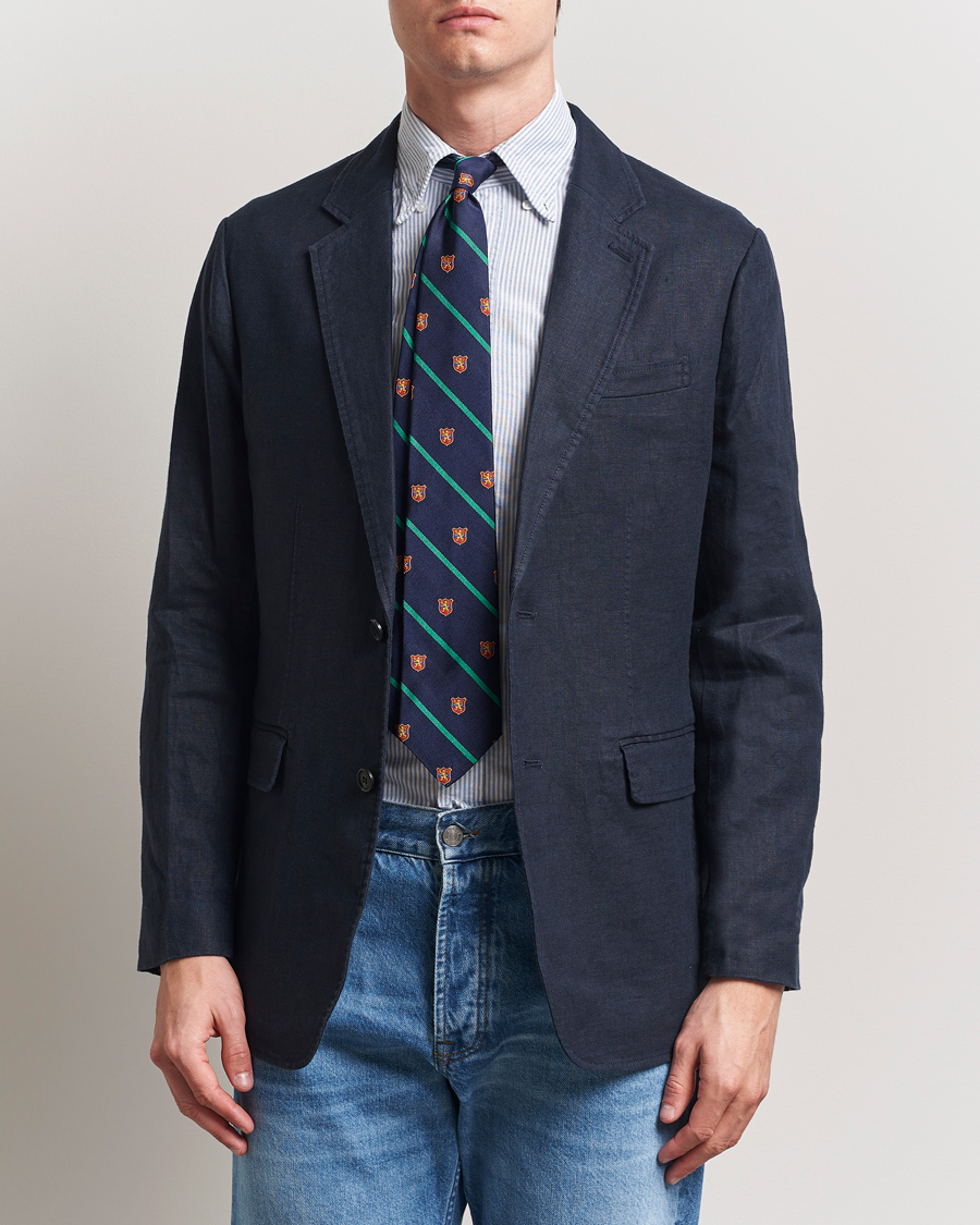 Herre | Dressjakker | GANT | Slim Fit Garment Dyed Linen Blazer Evening Blue