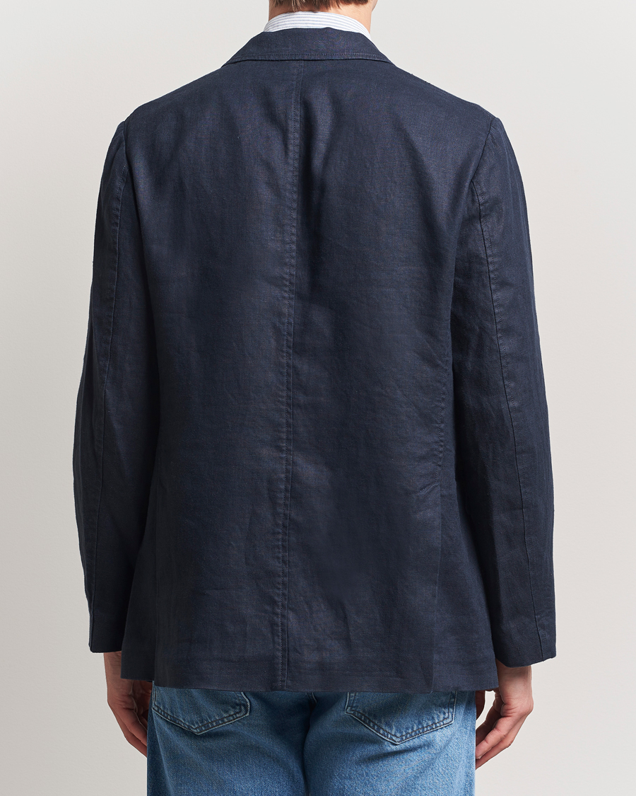 Herre | Dressjakker | GANT | Slim Fit Garment Dyed Linen Blazer Evening Blue