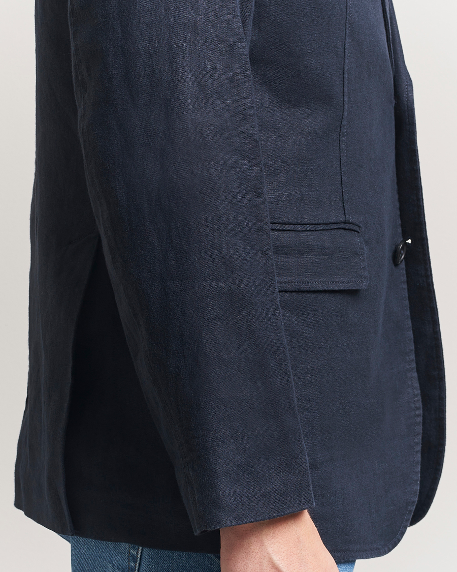 Herre | Dressjakker | GANT | Slim Fit Garment Dyed Linen Blazer Evening Blue