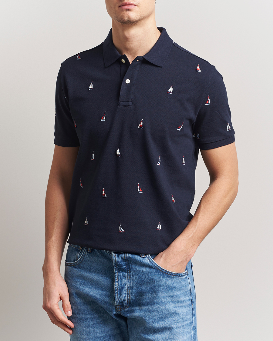 Herre | Pikéer | GANT | Embroidered Sailing Polo Evening Blue
