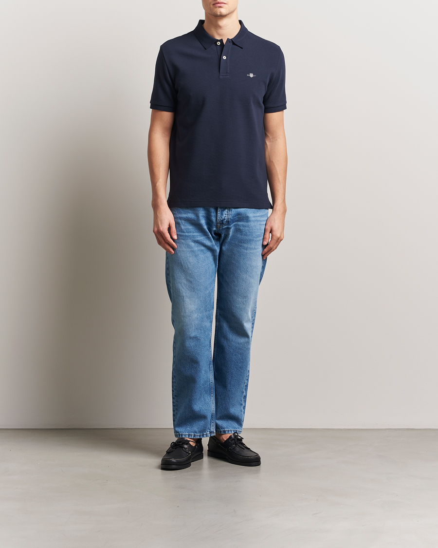 Herre | Pikéer | GANT | Textured Polo Evening Blue
