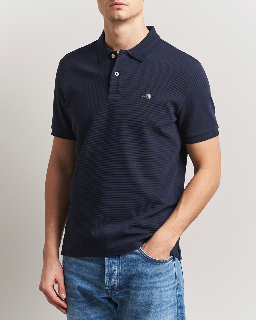 Herre | Pikéer | GANT | Textured Polo Evening Blue
