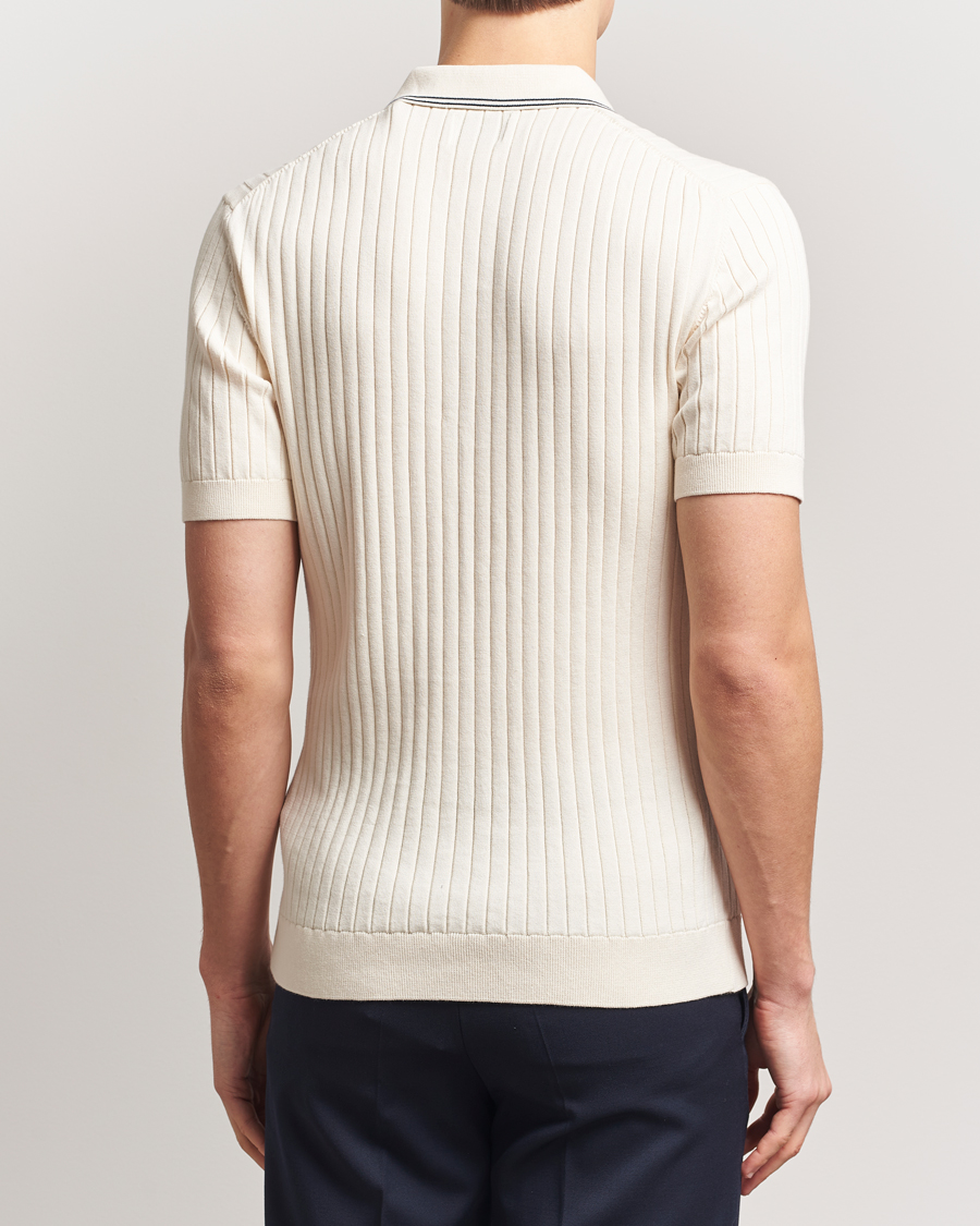 Herre | Pikéer | GANT | Ribbed Cotton Knitted Polo Cream