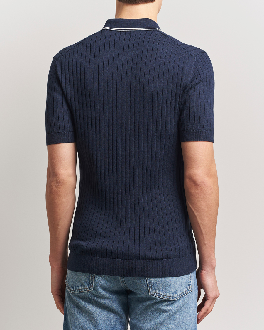 Herre | Pikéer | GANT | Ribbed Cotton Knitted Polo Evening Blue