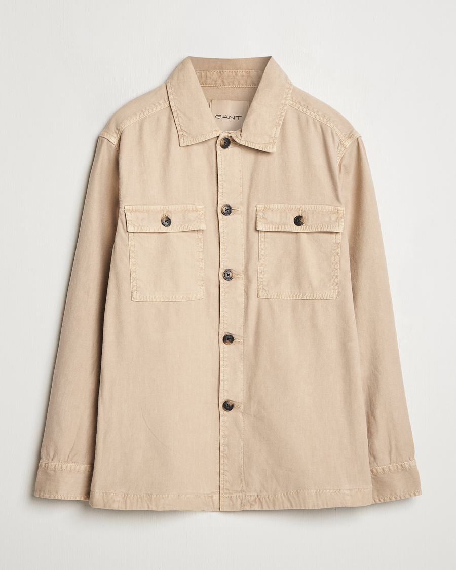 Herre | Skjorter | GANT | Linen/Cotton Twill Overshirt Dry Sand