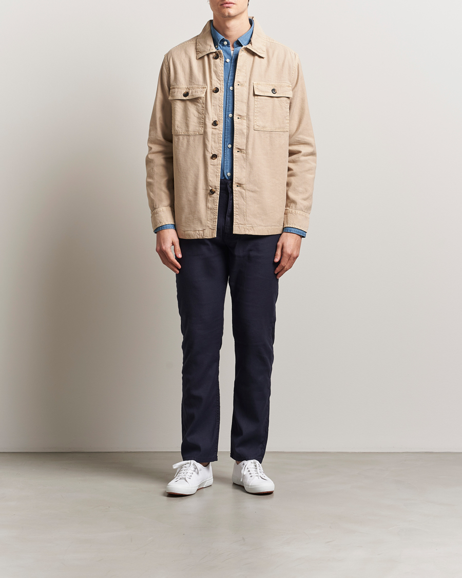 Herre | Skjorter | GANT | Linen/Cotton Twill Overshirt Dry Sand