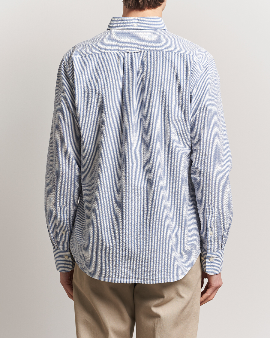 Herre | Skjorter | GANT | Regular Fit Striped Seersucker Shirt Rich Blue
