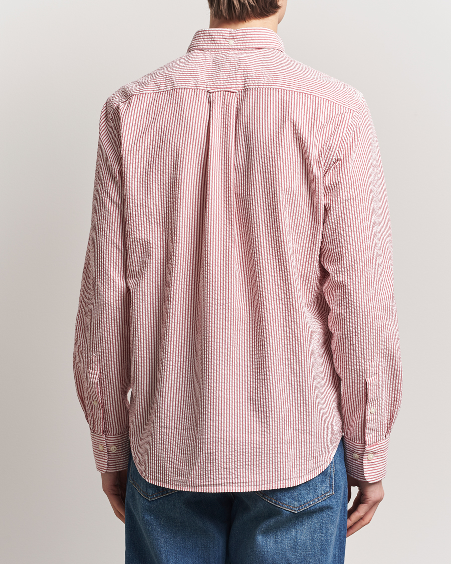 Herre | Skjorter | GANT | Regular Fit Striped Seersucker Shirt Ruby Red