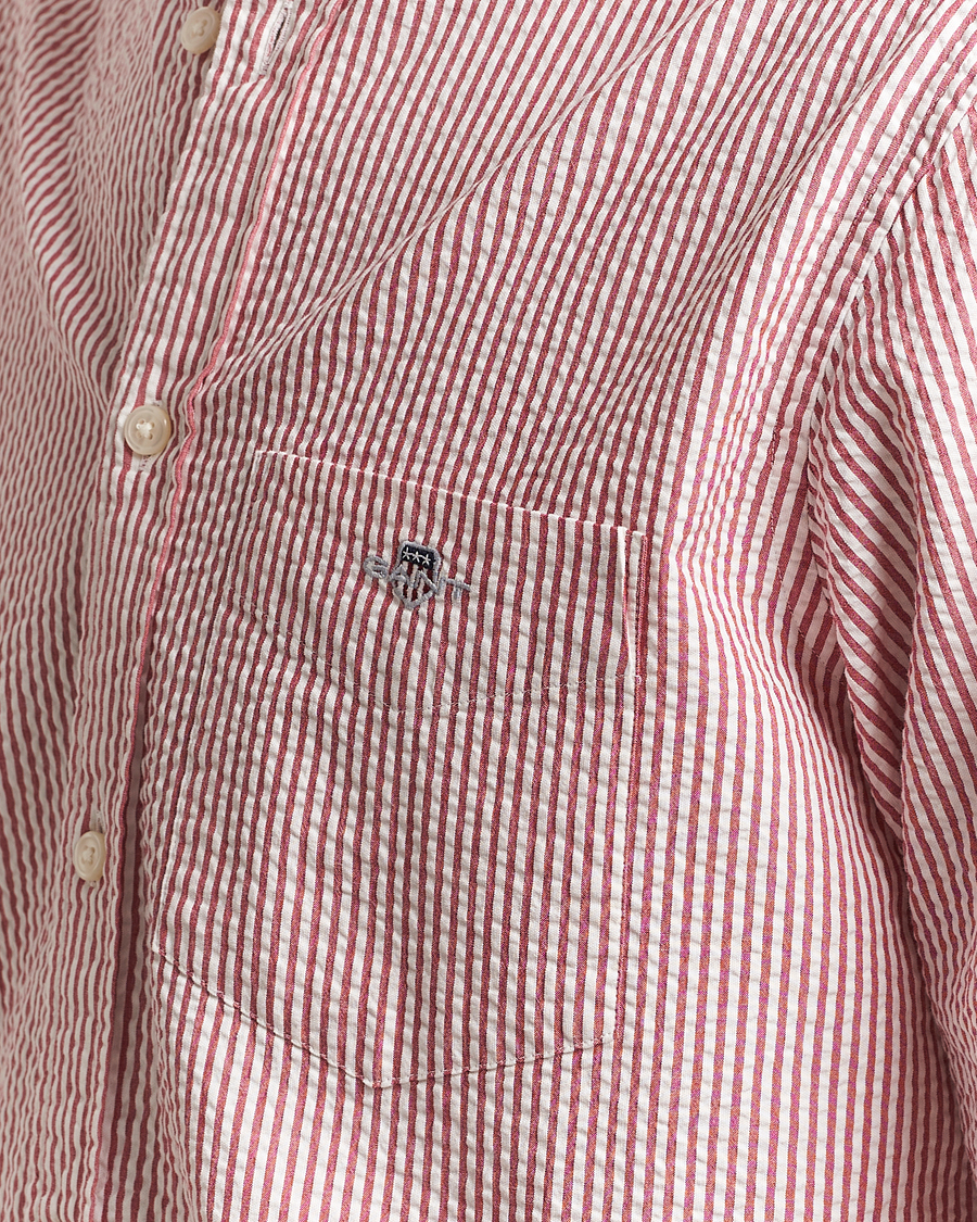 Herre | Skjorter | GANT | Regular Fit Striped Seersucker Shirt Ruby Red