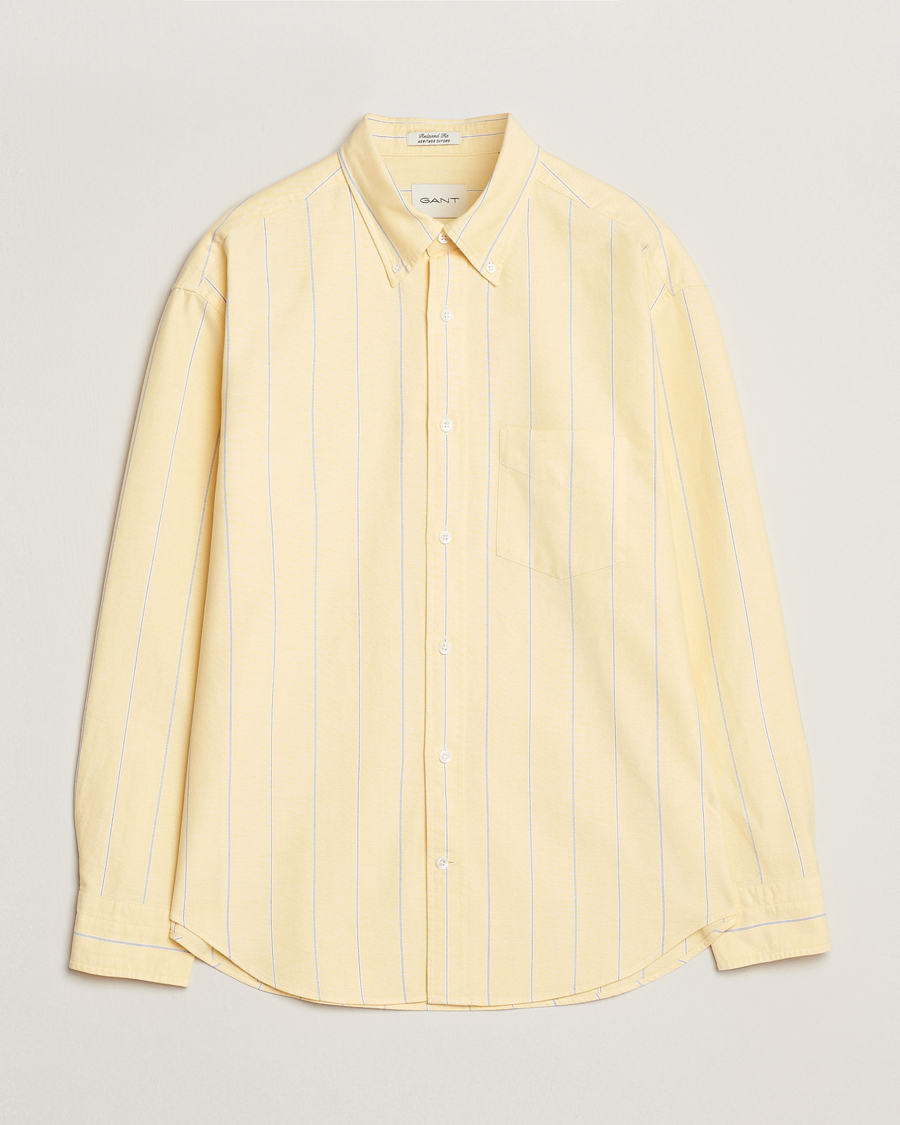Herre | Skjorter | GANT | Regular Fit Heritage Oxford Striped Shirt Banana Yellow