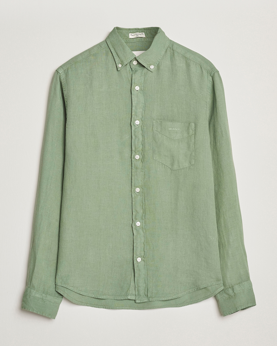 Herre | Skjorter | GANT | Regular Fit Garment Dyed Linen Shirt Kalamata Green