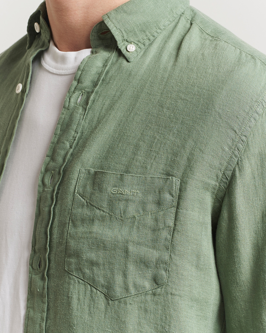 Herre | Skjorter | GANT | Regular Fit Garment Dyed Linen Shirt Kalamata Green