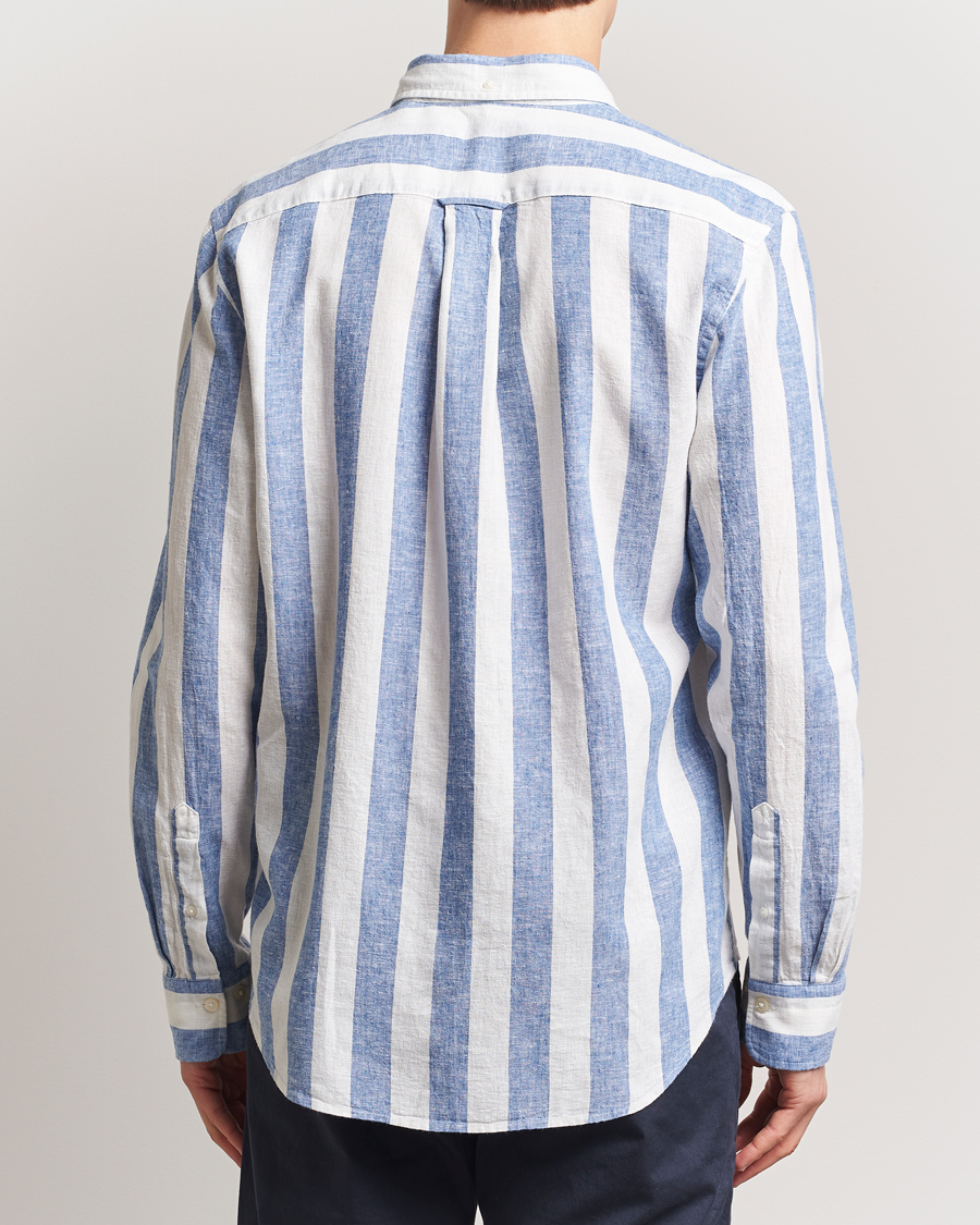 Herre | Skjorter | GANT | Cotton/Linen Wide Striped Shirt Rich Blue