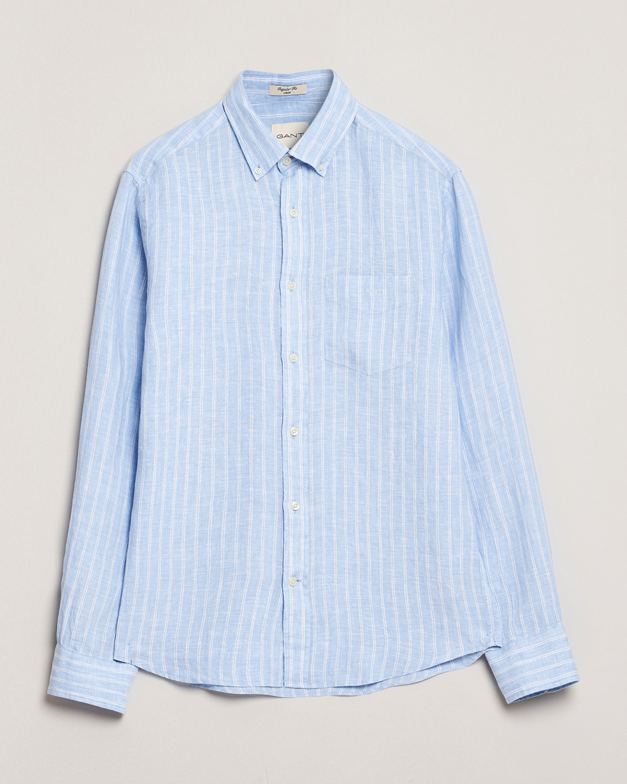 Herre | Skjorter | GANT | Regular Fit Linen Striped Shirt Capri Blue