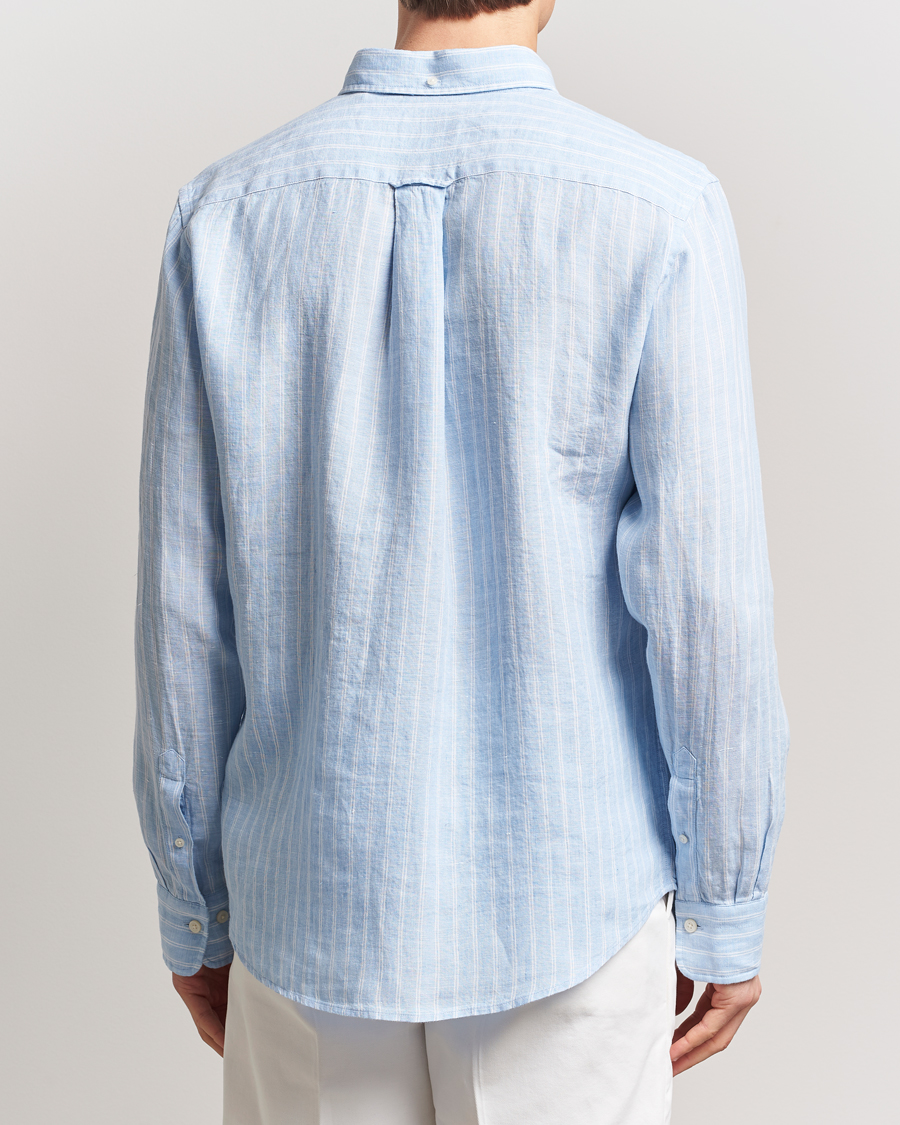 Herre | Skjorter | GANT | Regular Fit Linen Striped Shirt Capri Blue