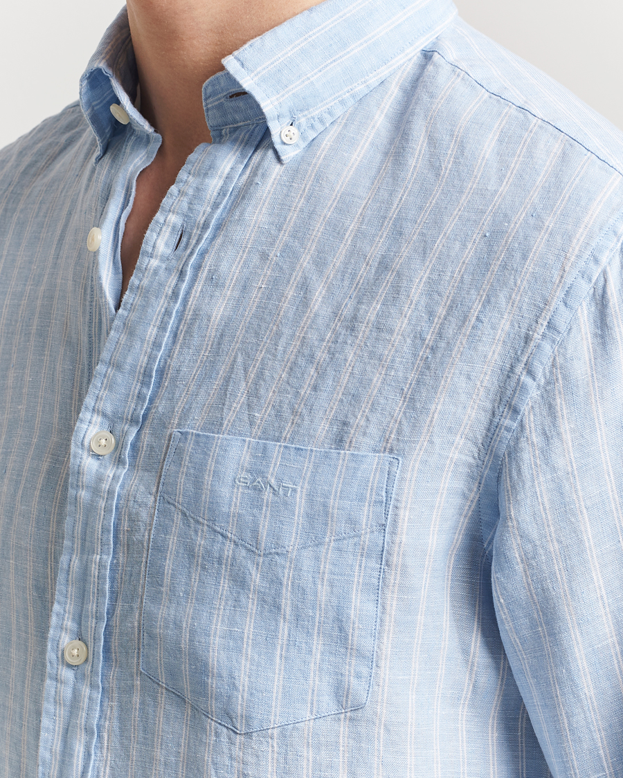 Herre | Skjorter | GANT | Regular Fit Linen Striped Shirt Capri Blue
