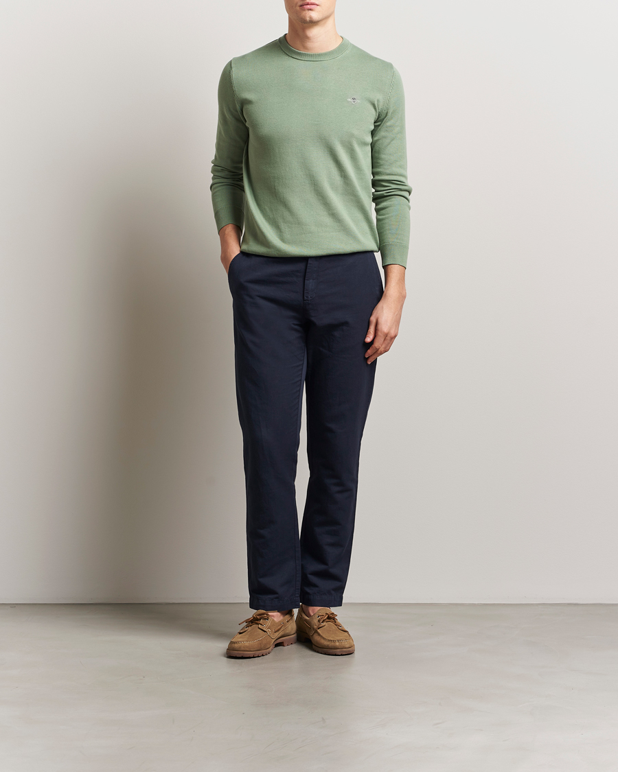 Herre | Gensere | GANT | Classic Cotton Crew Neck Kalamata Green