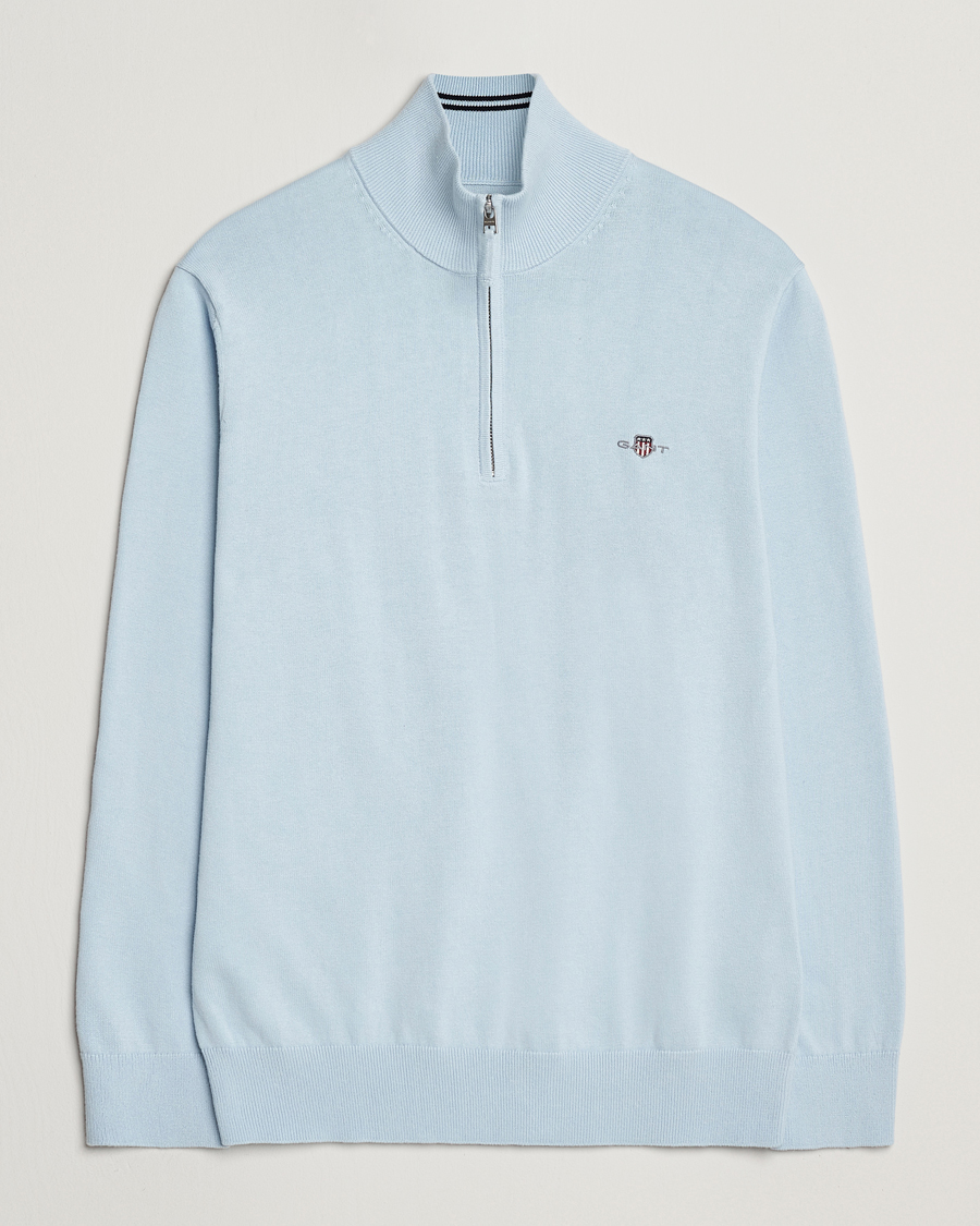 Herre | Gensere | GANT | Classic Cotton Half Zip Fresh Blue