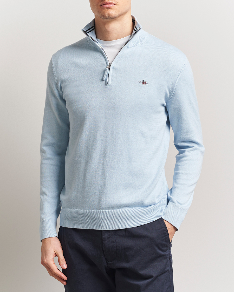 Herre | Gensere | GANT | Classic Cotton Half Zip Fresh Blue