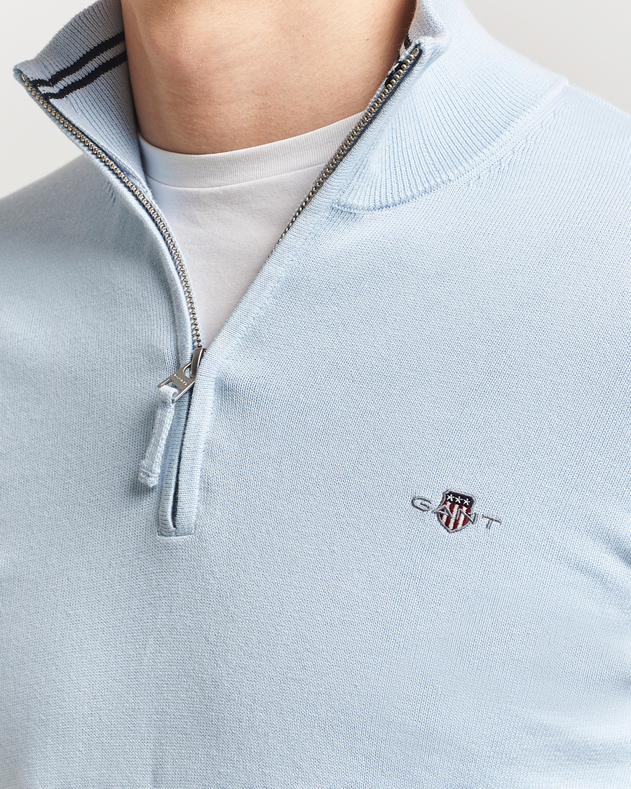 Herre | Gensere | GANT | Classic Cotton Half Zip Fresh Blue