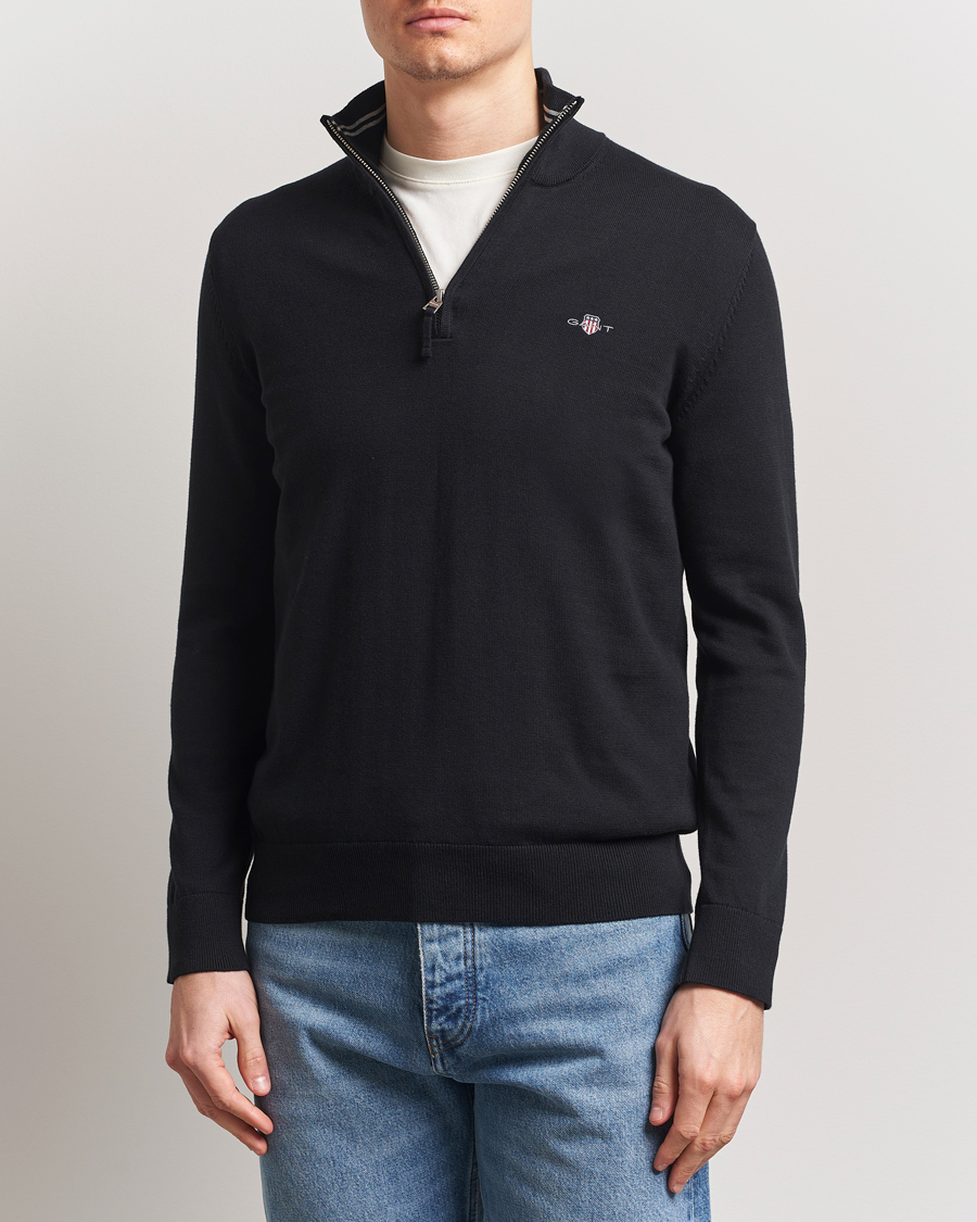 Herre | Gensere | GANT | Classic Cotton Half Zip Black