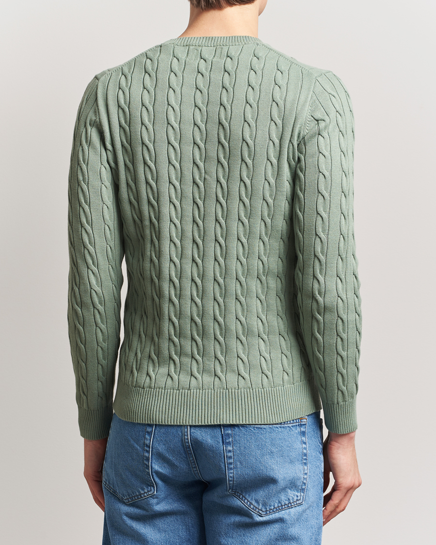 Herre | Gensere | GANT | Cotton Cable Crew Neck Pullover Kalamata Green