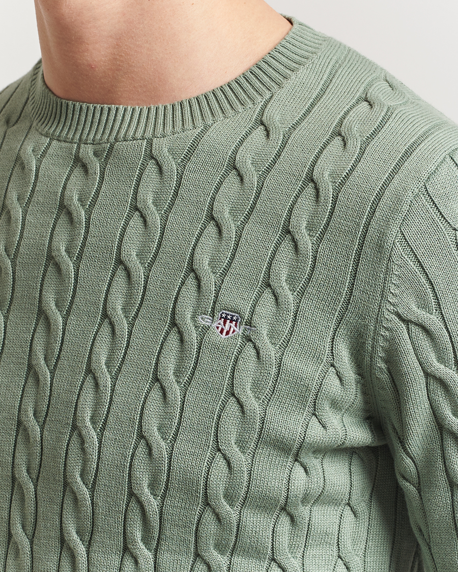 Herre | Gensere | GANT | Cotton Cable Crew Neck Pullover Kalamata Green