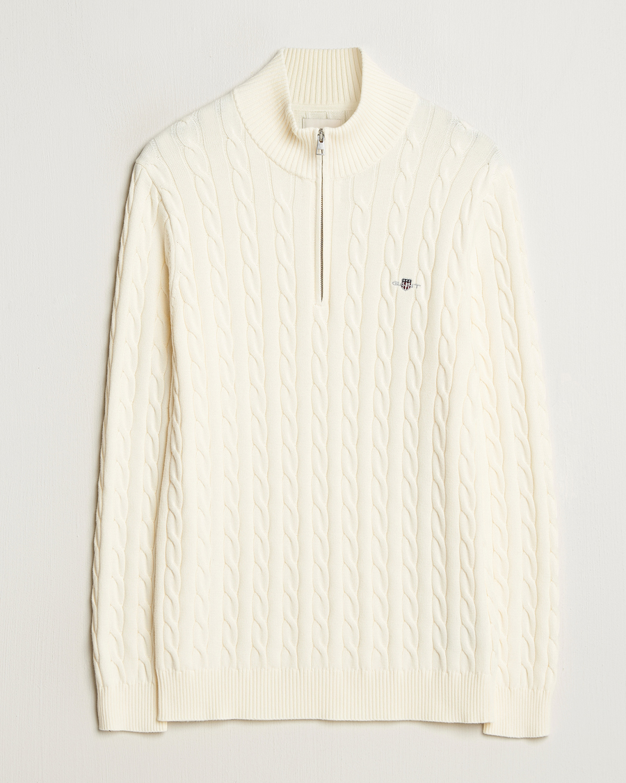 Herre | Gensere | Gant | Cotton Cable Half Zip Cream
