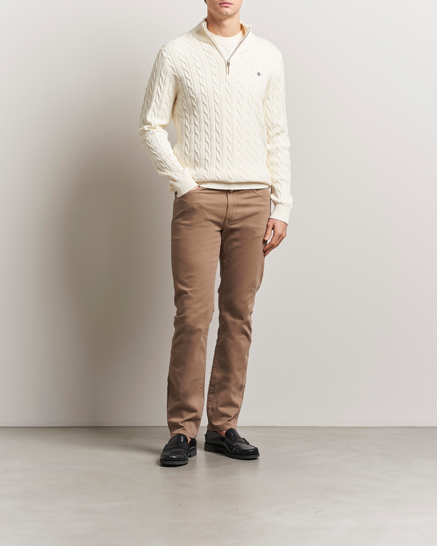 Herre | Gensere | Gant | Cotton Cable Half Zip Cream