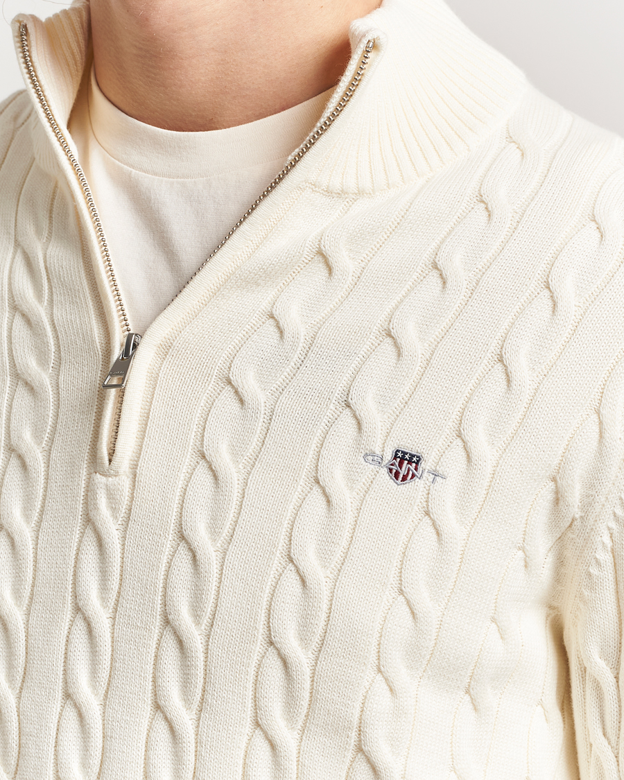 Herre | Gensere | Gant | Cotton Cable Half Zip Cream
