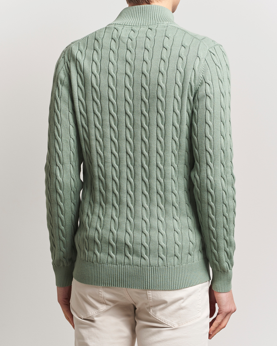 Herre | Gensere | GANT | Cotton Cable Half Zip Kalamata Green