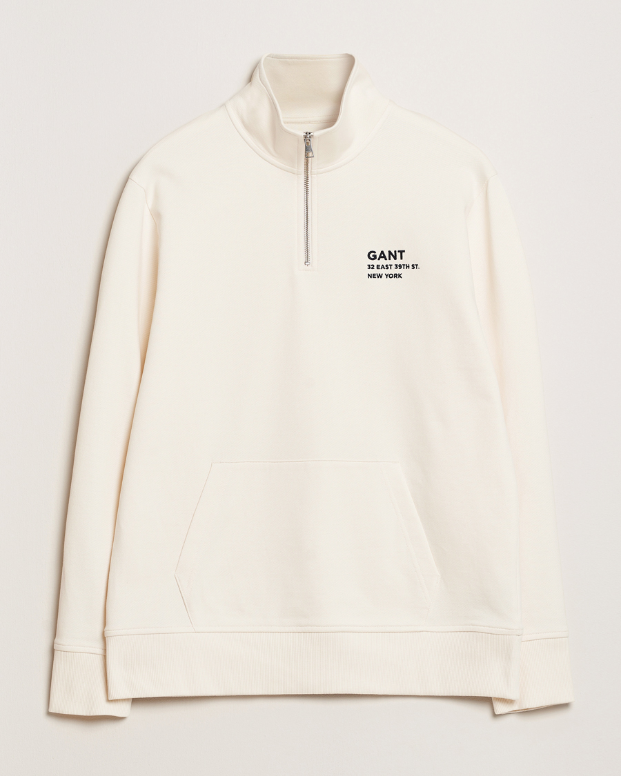 Herre | Gensere | GANT | Script Graphic Half Zip Sweater Cream