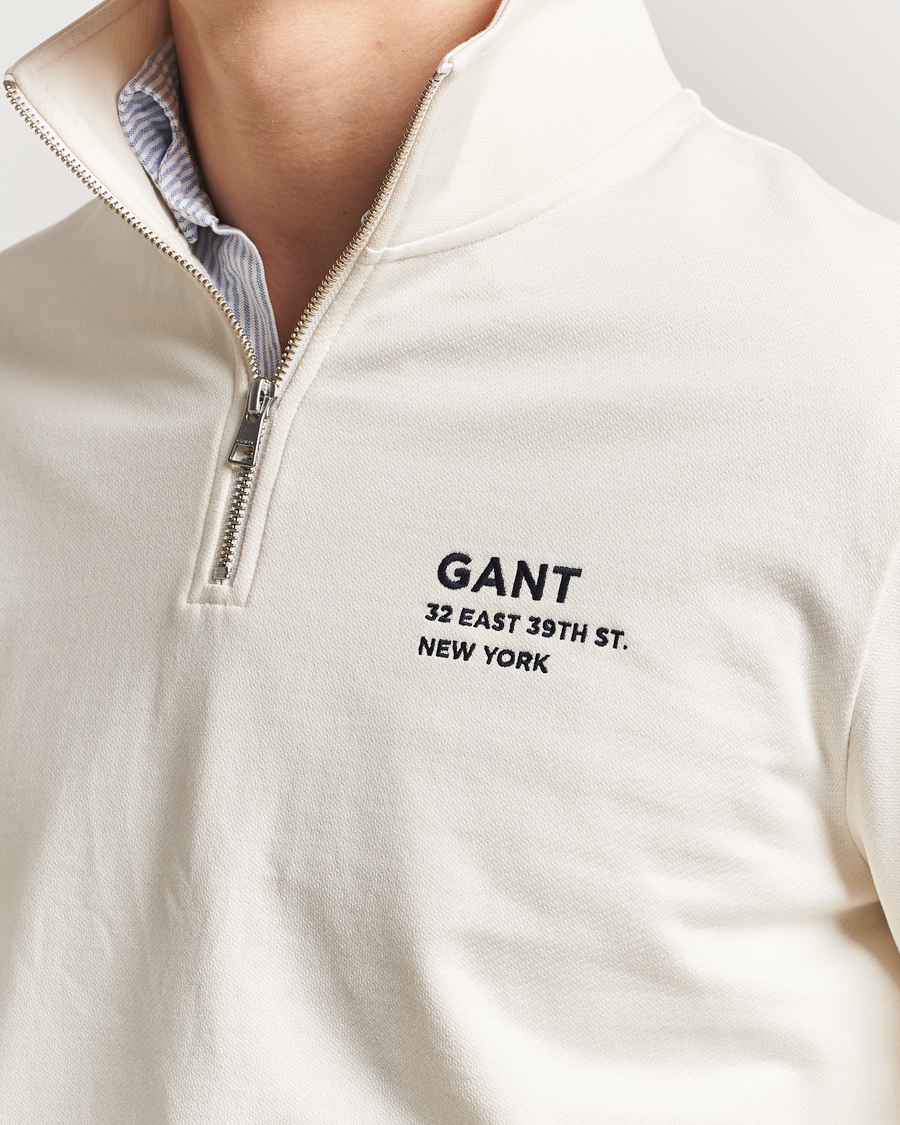 Herre | Gensere | GANT | Script Graphic Half Zip Sweater Cream