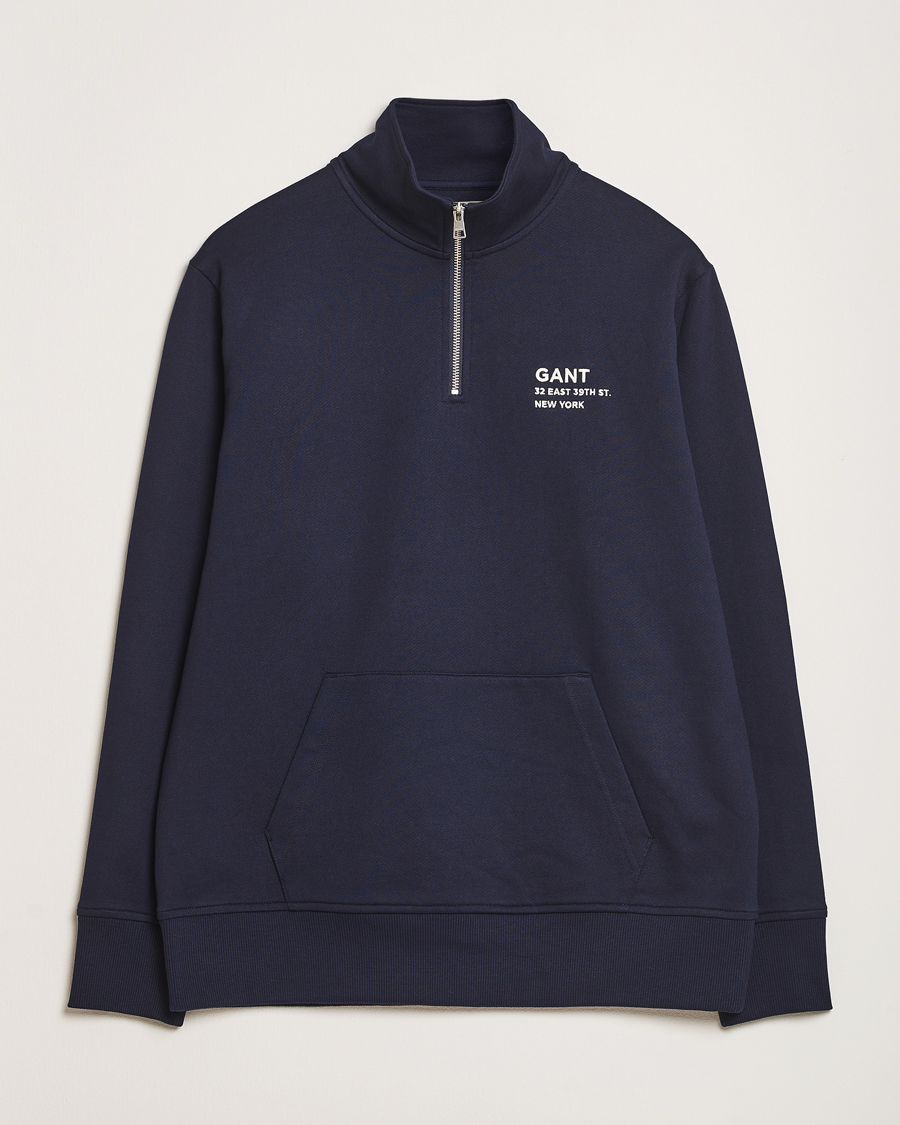 Herre | Gensere | GANT | Script Graphic Half Zip Sweater Evening Blue